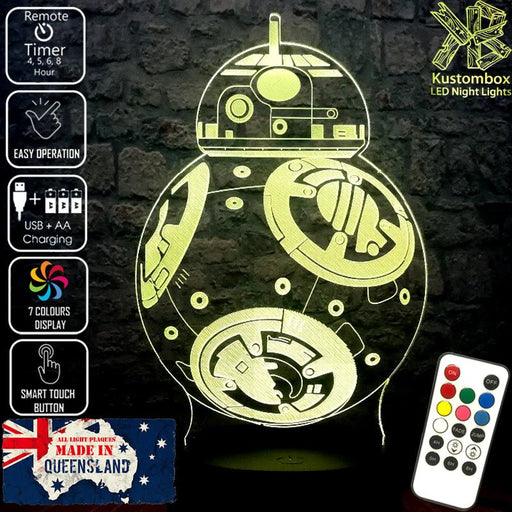 Star Wars BB-8- LED Night Light 7 Colours + Remote Control - KustomboxNight Lights & Ambient LightingKustomboxStandard Size