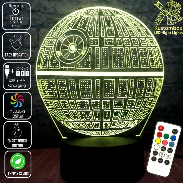 Star Wars - Imperial Death Star LED Night Light 7 Colours + Remote Control - Kustombox