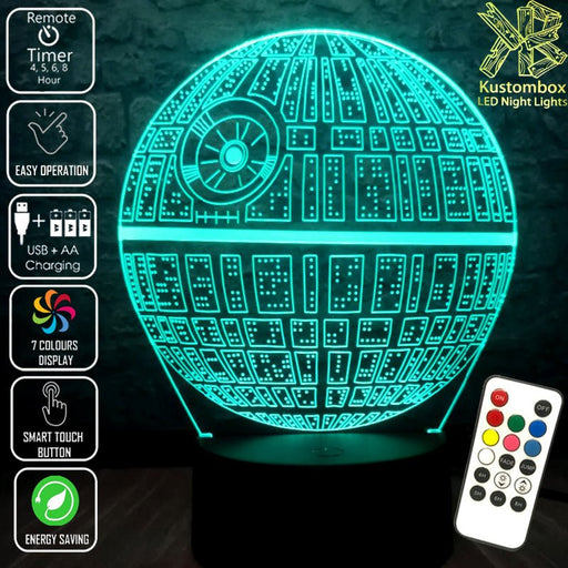 Star Wars - Imperial Death Star LED Night Light 7 Colours + Remote Control - Kustombox