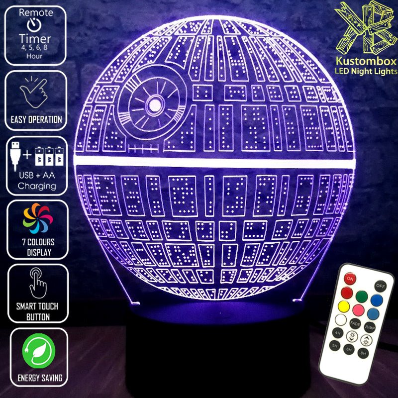 Star Wars - Imperial Death Star LED Night Light 7 Colours + Remote Control - Kustombox