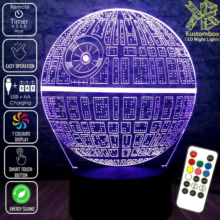 Star Wars - Imperial Death Star LED Night Light 7 Colours + Remote Control - Kustombox