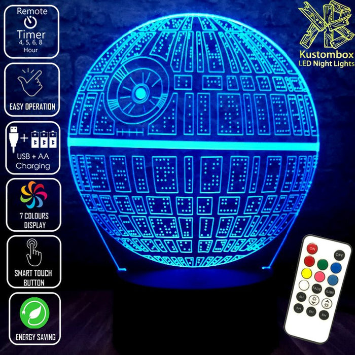 Star Wars - Imperial Death Star LED Night Light 7 Colours + Remote Control - Kustombox