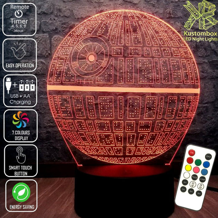 Star Wars - Imperial Death Star LED Night Light 7 Colours + Remote Control - Kustombox