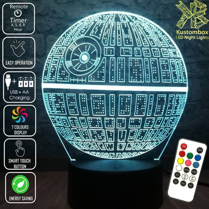 Star Wars - Imperial Death Star LED Night Light 7 Colours + Remote Control - Kustombox