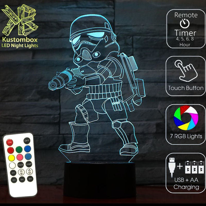 STORM TROOPER STAR WARS 3D LED Night Light 7 Colours + Remote Control - Kustombox