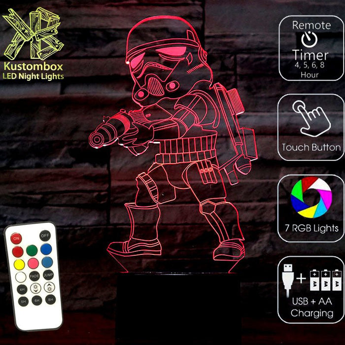 STORM TROOPER STAR WARS 3D LED Night Light 7 Colours + Remote Control - Kustombox