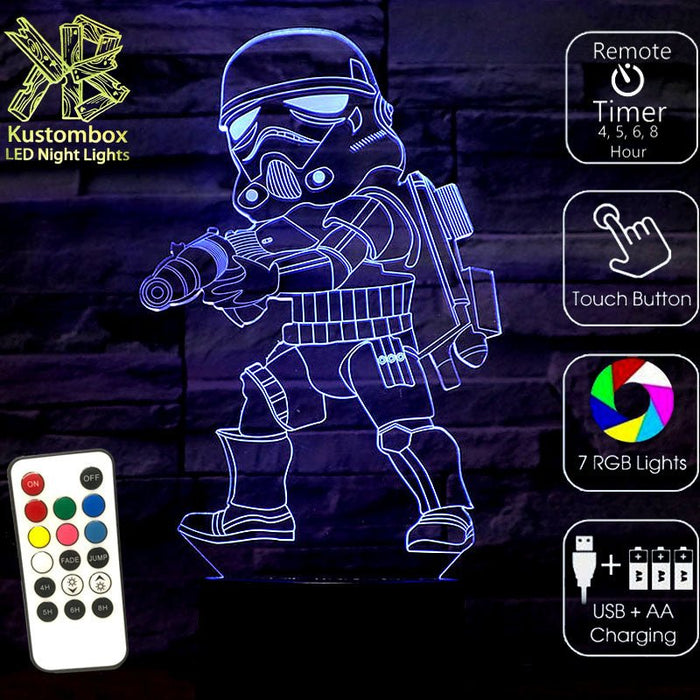 STORM TROOPER STAR WARS 3D LED Night Light 7 Colours + Remote Control - Kustombox