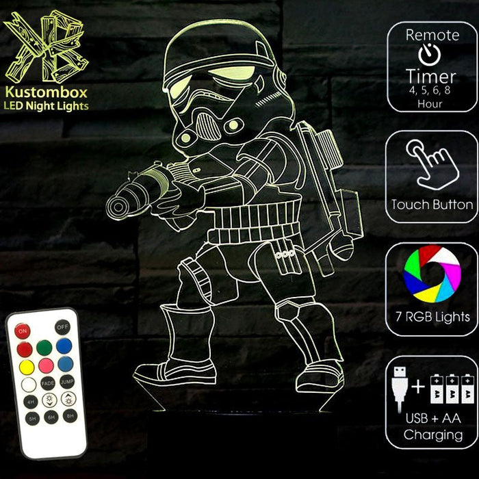 STORM TROOPER STAR WARS 3D LED Night Light 7 Colours + Remote Control - Kustombox