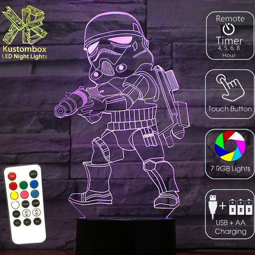 STORM TROOPER STAR WARS 3D LED Night Light 7 Colours + Remote Control - Kustombox