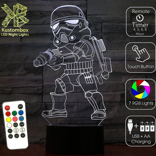 STORM TROOPER STAR WARS 3D LED Night Light 7 Colours + Remote Control - Kustombox