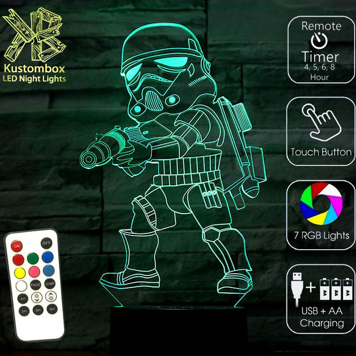 STORM TROOPER STAR WARS 3D LED Night Light 7 Colours + Remote Control - Kustombox
