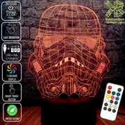 Storm Trooper Star Wars Wire Mask Helmet - LED Night Light 7 Colours + Remote Control - Kustombox