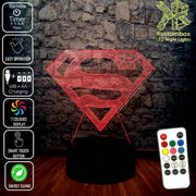 Superman Logo 3D LED Night Light 7 Colours + Remote Control - KustomboxNight Lights & Ambient LightingKustomboxStandard Size