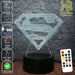 Superman Logo 3D LED Night Light 7 Colours + Remote Control - KustomboxNight Lights & Ambient LightingKustomboxStandard Size