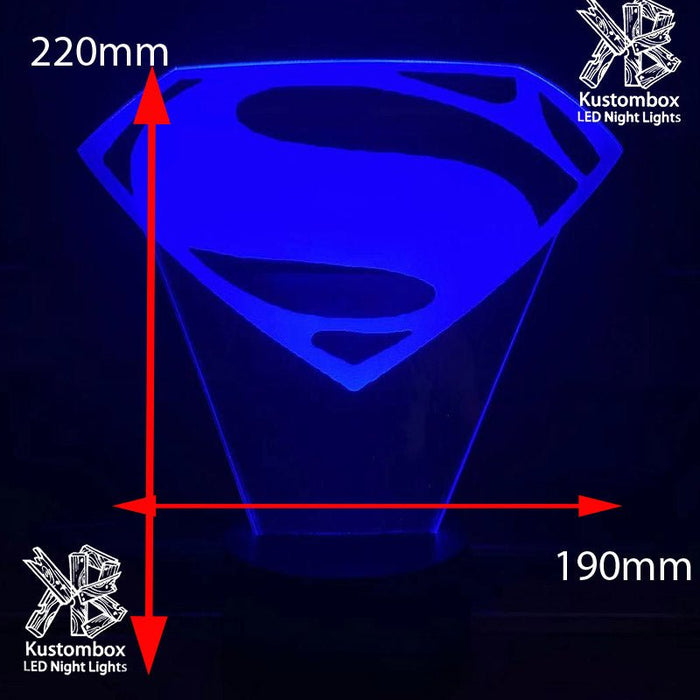SUPERMAN LOGO DC COMICS 3D LED Night Light 7 Colours + Remote Control - Kustombox dc comics