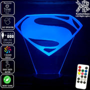 SUPERMAN LOGO DC COMICS 3D LED Night Light 7 Colours + Remote Control - Kustombox dc comics