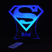 Superman Logo Personalised Name - 3D LED Night Light 7 Colours + Remote Control - Kustombox dc comics