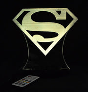 Superman Logo Personalised Name - 3D LED Night Light 7 Colours + Remote Control - Kustombox dc comics