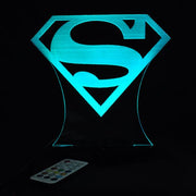 Superman Logo Personalised Name - 3D LED Night Light 7 Colours + Remote Control - Kustombox dc comics