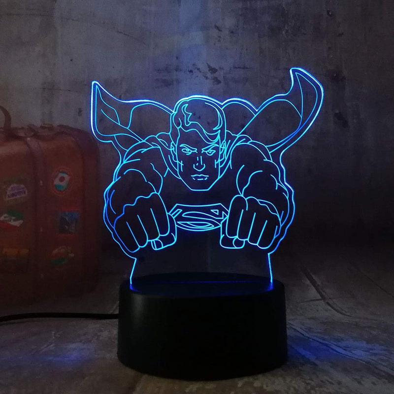 Superman Man of Steel Dc 3D LED Night Light 7 Colours + Remote Control - Kustombox dc comics