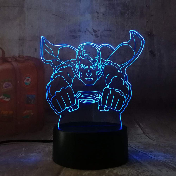 Superman Man of Steel Dc 3D LED Night Light 7 Colours + Remote Control - Kustombox dc comics