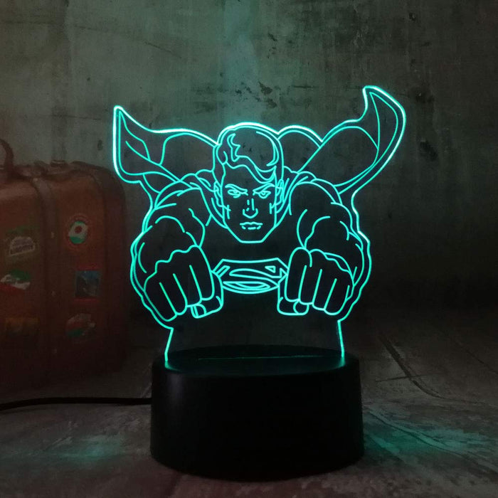 Superman Man of Steel Dc 3D LED Night Light 7 Colours + Remote Control - Kustombox dc comics