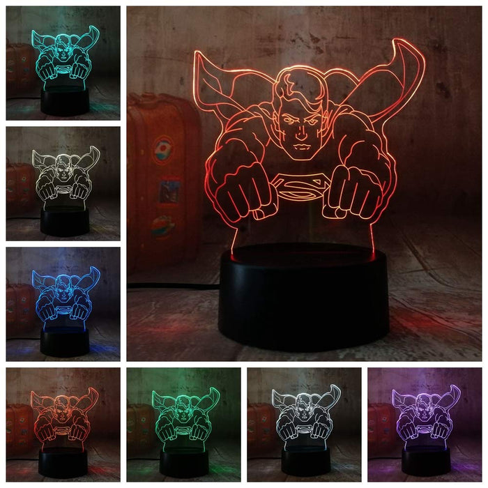 Superman Man of Steel Dc 3D LED Night Light 7 Colours + Remote Control - Kustombox dc comics