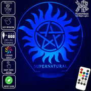Supernatural Logo Personalised Name 3D LED Night Light 7 Colours + Remote Control - Kustombox