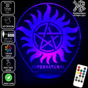 Supernatural Logo Personalised Name 3D LED Night Light 7 Colours + Remote Control - Kustombox