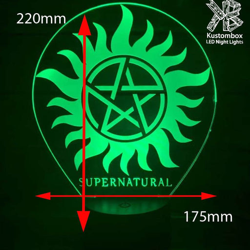 Supernatural Logo Personalised Name 3D LED Night Light 7 Colours + Remote Control - Kustombox