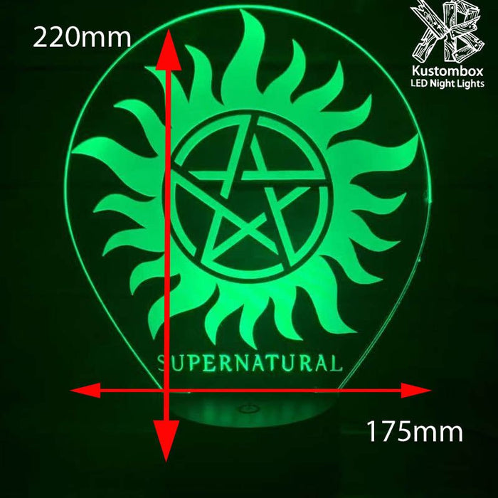 Supernatural Logo Personalised Name 3D LED Night Light 7 Colours + Remote Control - Kustombox