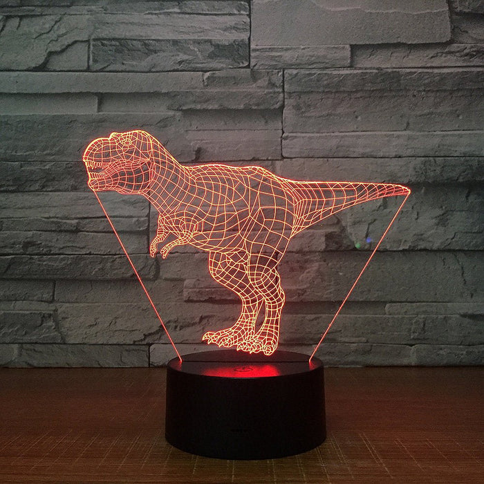 T REX Dinosaur Jurrasic Wire 3D - LED Night Light 7 Colours + Remote Control - Kustombox