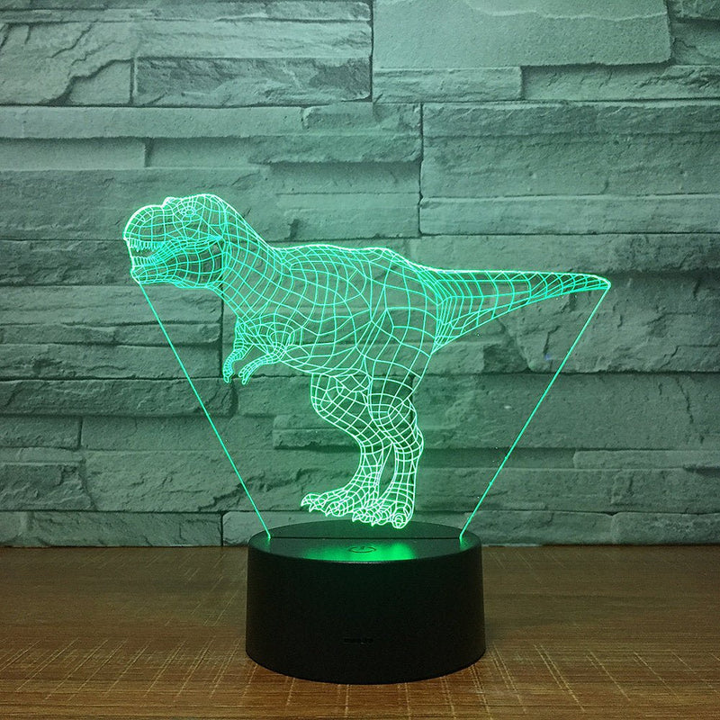 T REX Dinosaur Jurrasic Wire 3D - LED Night Light 7 Colours + Remote Control - Kustombox