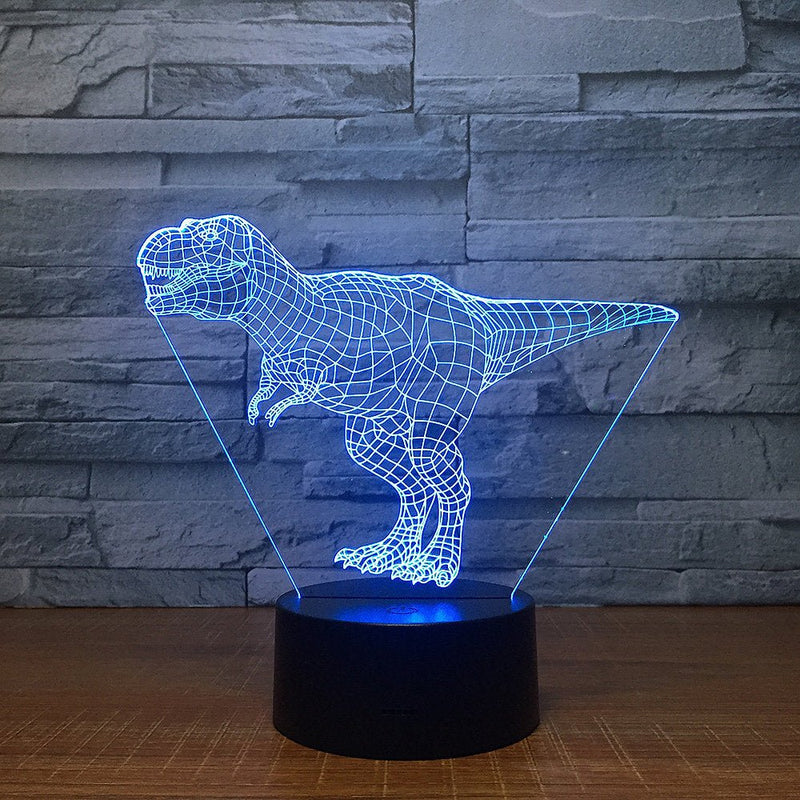 T REX Dinosaur Jurrasic Wire 3D - LED Night Light 7 Colours + Remote Control - Kustombox