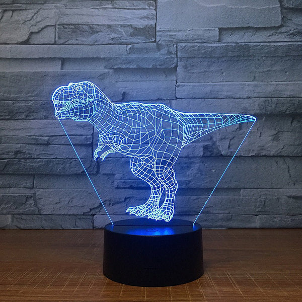 T REX Dinosaur Jurrasic Wire 3D - LED Night Light 7 Colours + Remote Control - Kustombox