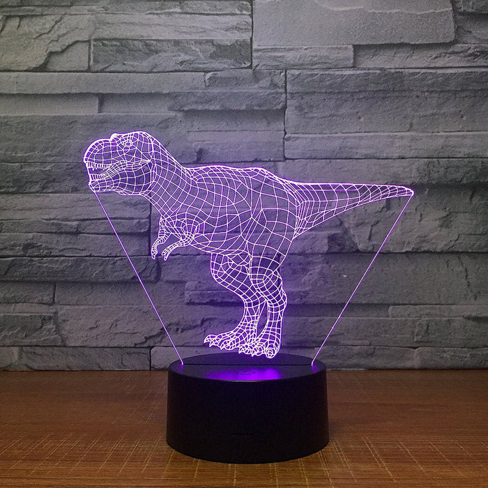T REX Dinosaur Jurrasic Wire 3D - LED Night Light 7 Colours + Remote Control - Kustombox