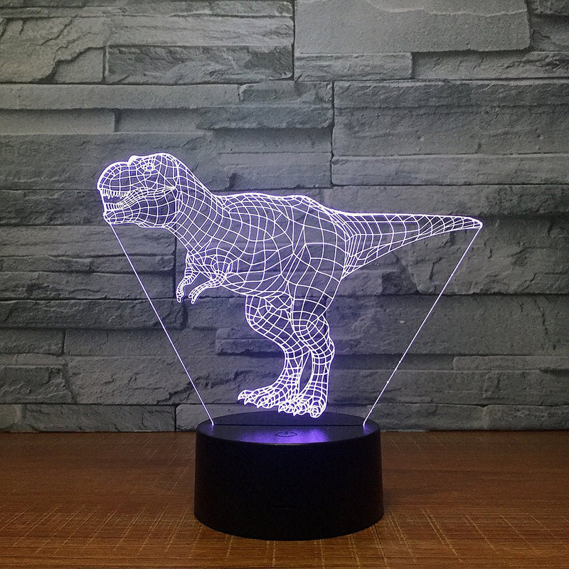 T REX Dinosaur Jurrasic Wire 3D - LED Night Light 7 Colours + Remote Control - Kustombox