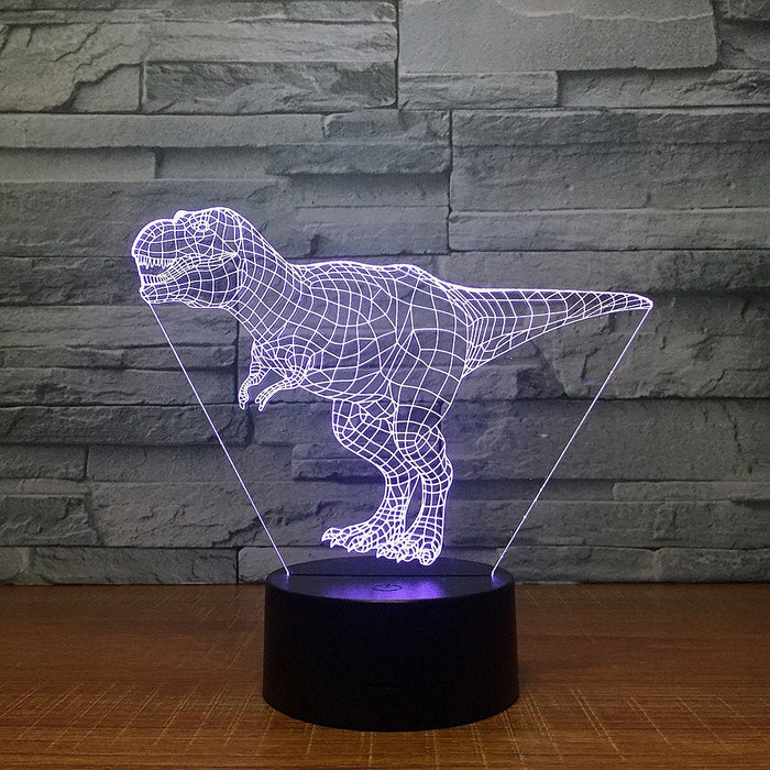 T REX Dinosaur Jurrasic Wire 3D - LED Night Light 7 Colours + Remote Control - Kustombox