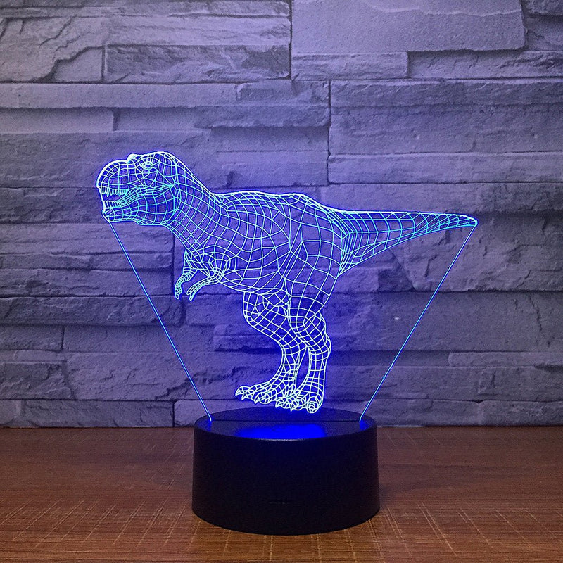 T REX Dinosaur Jurrasic Wire 3D - LED Night Light 7 Colours + Remote Control - Kustombox