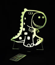 T Rex Dinosaur Personalised Name - 3D LED Night Light 7 Colours + Remote Control - Kustombox