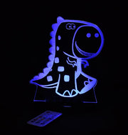 T Rex Dinosaur Personalised Name - 3D LED Night Light 7 Colours + Remote Control - Kustombox