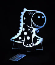 T Rex Dinosaur Personalised Name - 3D LED Night Light 7 Colours + Remote Control - Kustombox