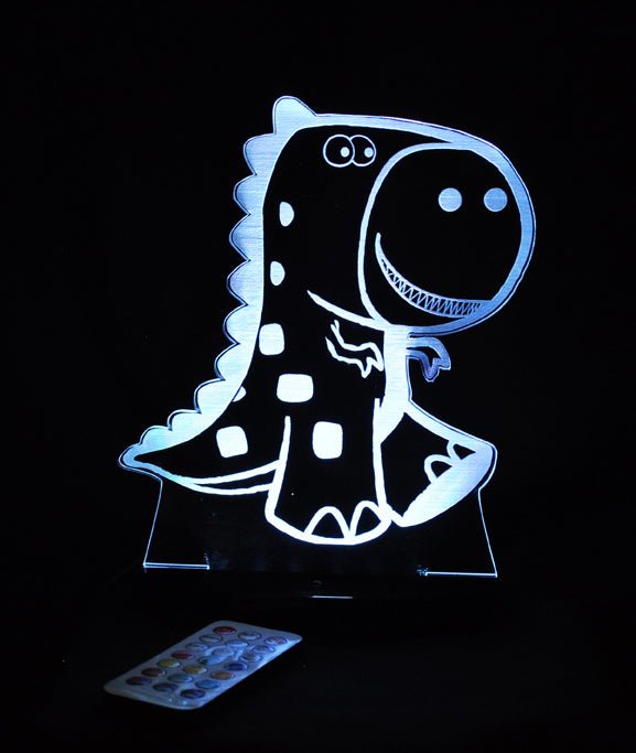 T Rex Dinosaur Personalised Name - 3D LED Night Light 7 Colours + Remote Control - Kustombox