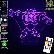 Tazzie Devil Looney Tunes Grinning- 3D LED Night Light 7 Colours + Remote Control - Kustombox