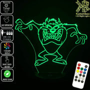 Tazzie Devil Looney Tunes Grinning- 3D LED Night Light 7 Colours + Remote Control - Kustombox