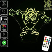 Tazzie Devil Looney Tunes Grinning- 3D LED Night Light 7 Colours + Remote Control - Kustombox