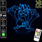 Tazzie Devil Looney Tunes Tongue Out - 3D LED Night Light 7 Colours + Remote Control - Kustombox