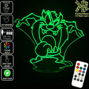 Tazzie Devil Looney Tunes Tongue Out - 3D LED Night Light 7 Colours + Remote Control - Kustombox