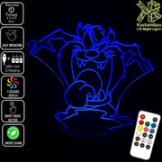 Tazzie Devil Looney Tunes Tongue Out - 3D LED Night Light 7 Colours + Remote Control - Kustombox