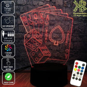 Texas Holden Poker & Dice card game 3D - LED Night Light 7 Colours + Remote Control - Kustombox